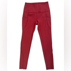 Free People Movement Rust Brick Red Leggings with Cutouts in Calf. Size XS